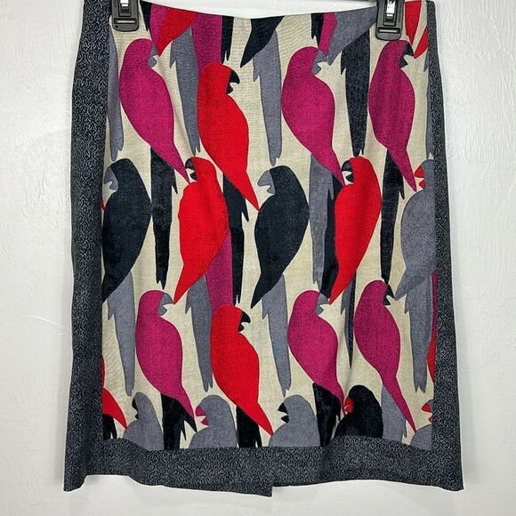 Nic + Zoe Parrot Print Cotton Blend Knee Length Pencil Skirt Size 4 - Picture 3 of 12